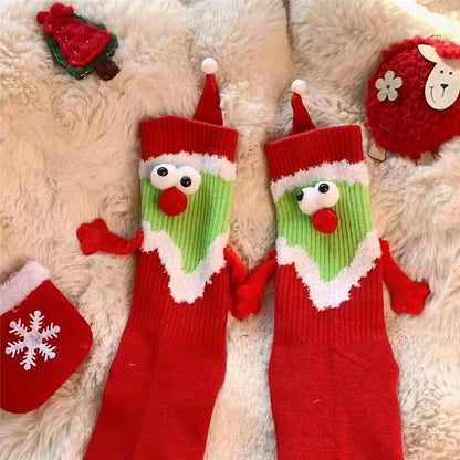 Magnetic Holding Hands Christmas Socks – Soft, Warm, and Fun Holiday Gift for Women & Men