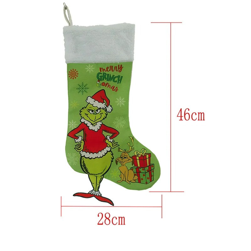 Festive Grinch-Themed Christmas Socks - Perfect for Tree, Mantel, or Home Decor!