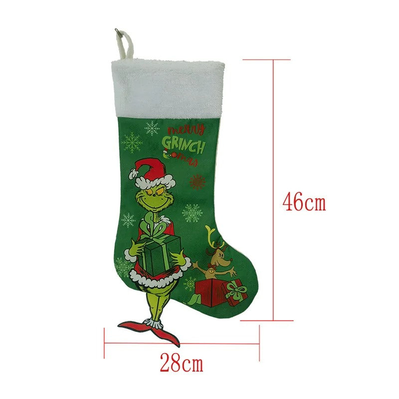 Festive Grinch-Themed Christmas Socks - Perfect for Tree, Mantel, or Home Decor!