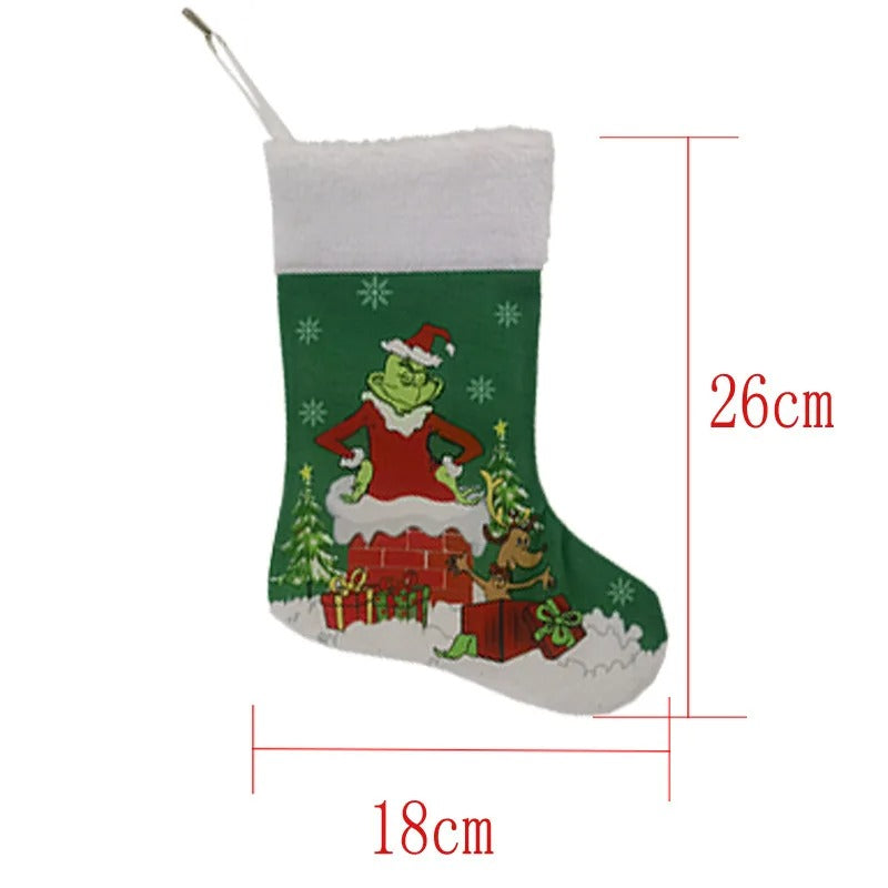 Festive Grinch-Themed Christmas Socks - Perfect for Tree, Mantel, or Home Decor!