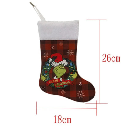 Festive Grinch-Themed Christmas Socks - Perfect for Tree, Mantel, or Home Decor!