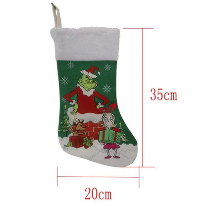 Festive Grinch-Themed Christmas Socks - Perfect for Tree, Mantel, or Home Decor!